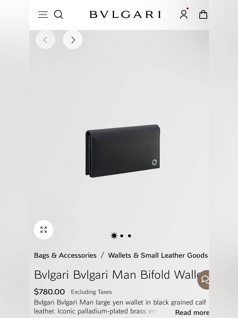 Bulgari Black Yen Leather Bifold Wallet View 2